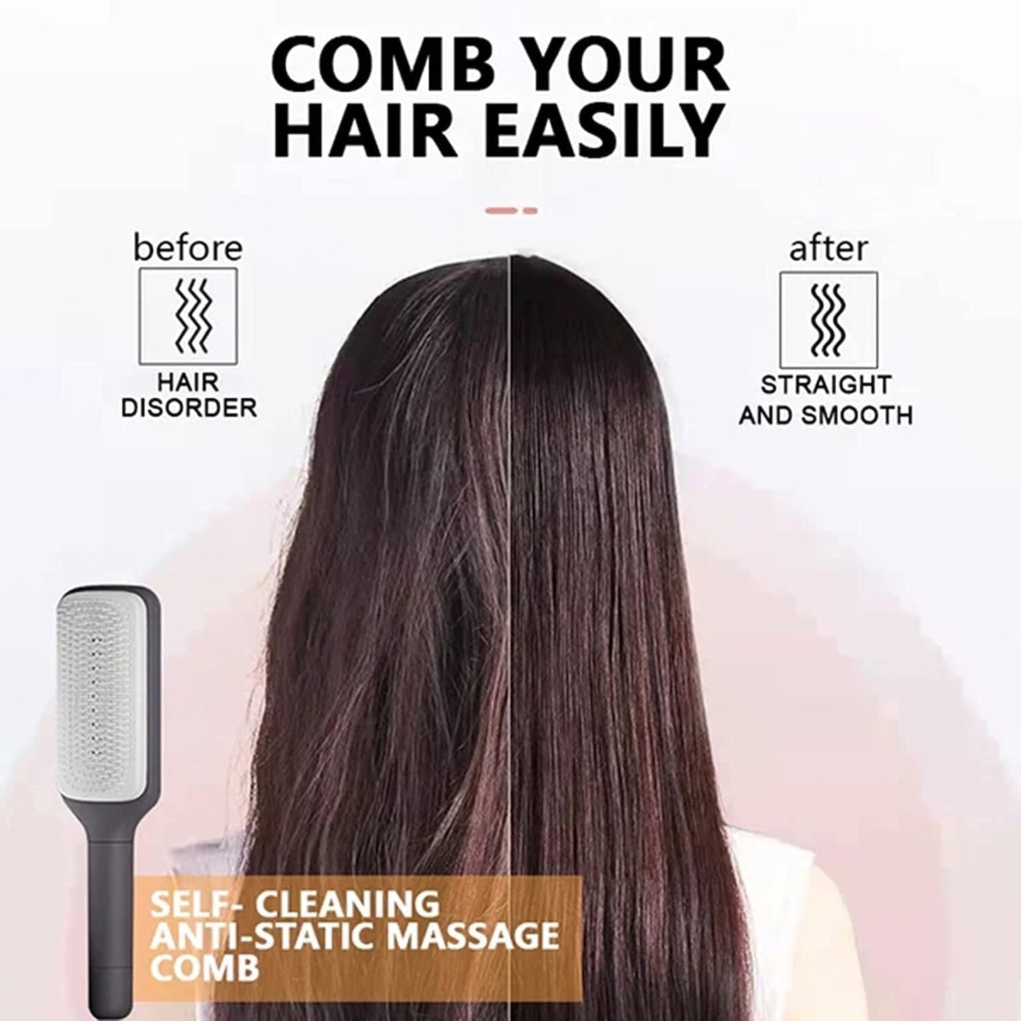 4-in-1 Self-Cleaning Hair Brush – One-Click Easy Hair Removal