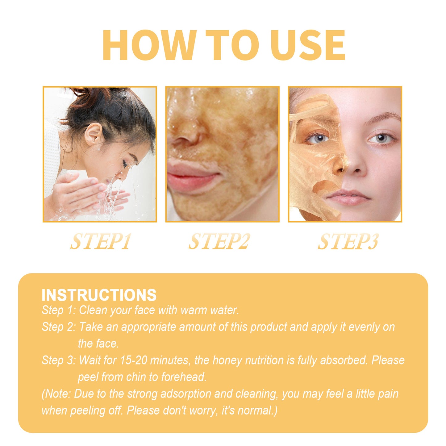 Honey Tearing Mask Nourishing Moisturizing Acne Skin Blackhead Removal Fading Wrinkle Firming