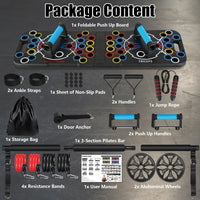 Multifunctional Push Up Board Home Strength Training Equipment With 15 Fitness Accessories Pilates Bar Resistance Band Roller Wheel Full Body Workout Home Gym Equipment