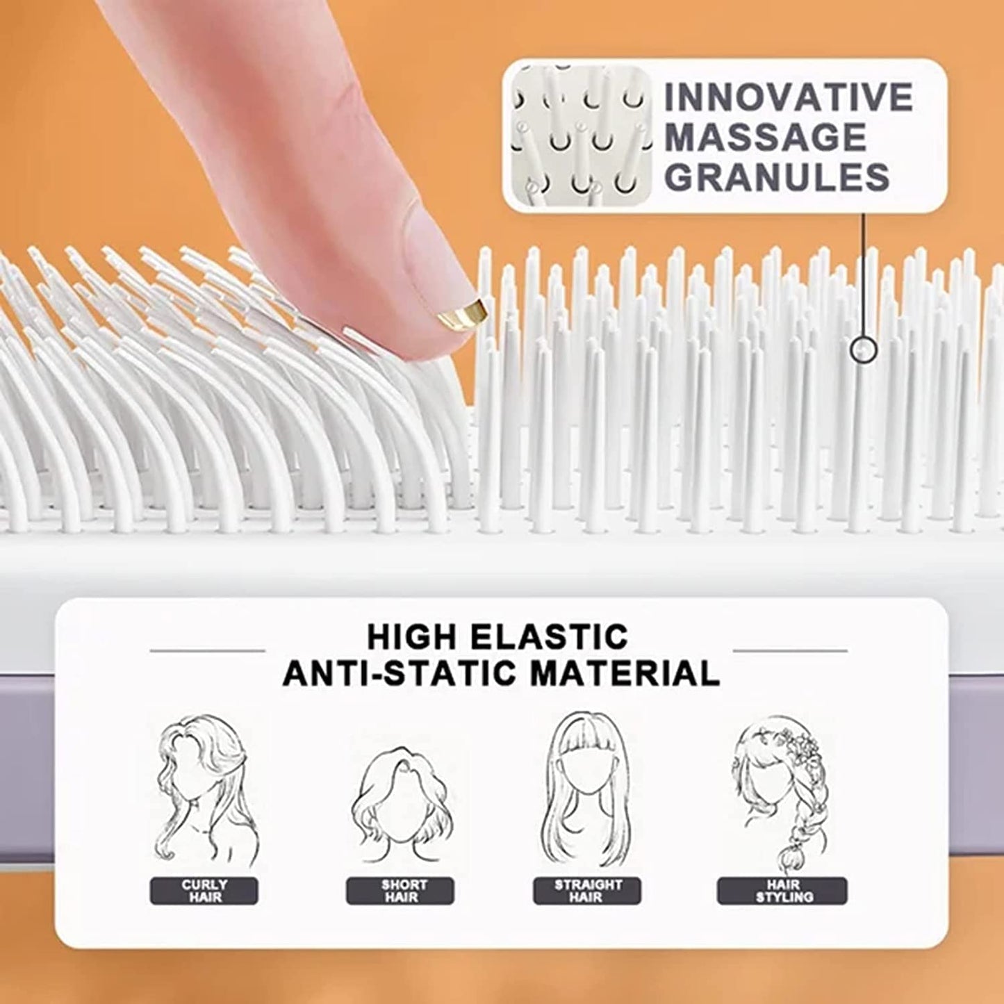 4-in-1 Self-Cleaning Hair Brush – One-Click Easy Hair Removal
