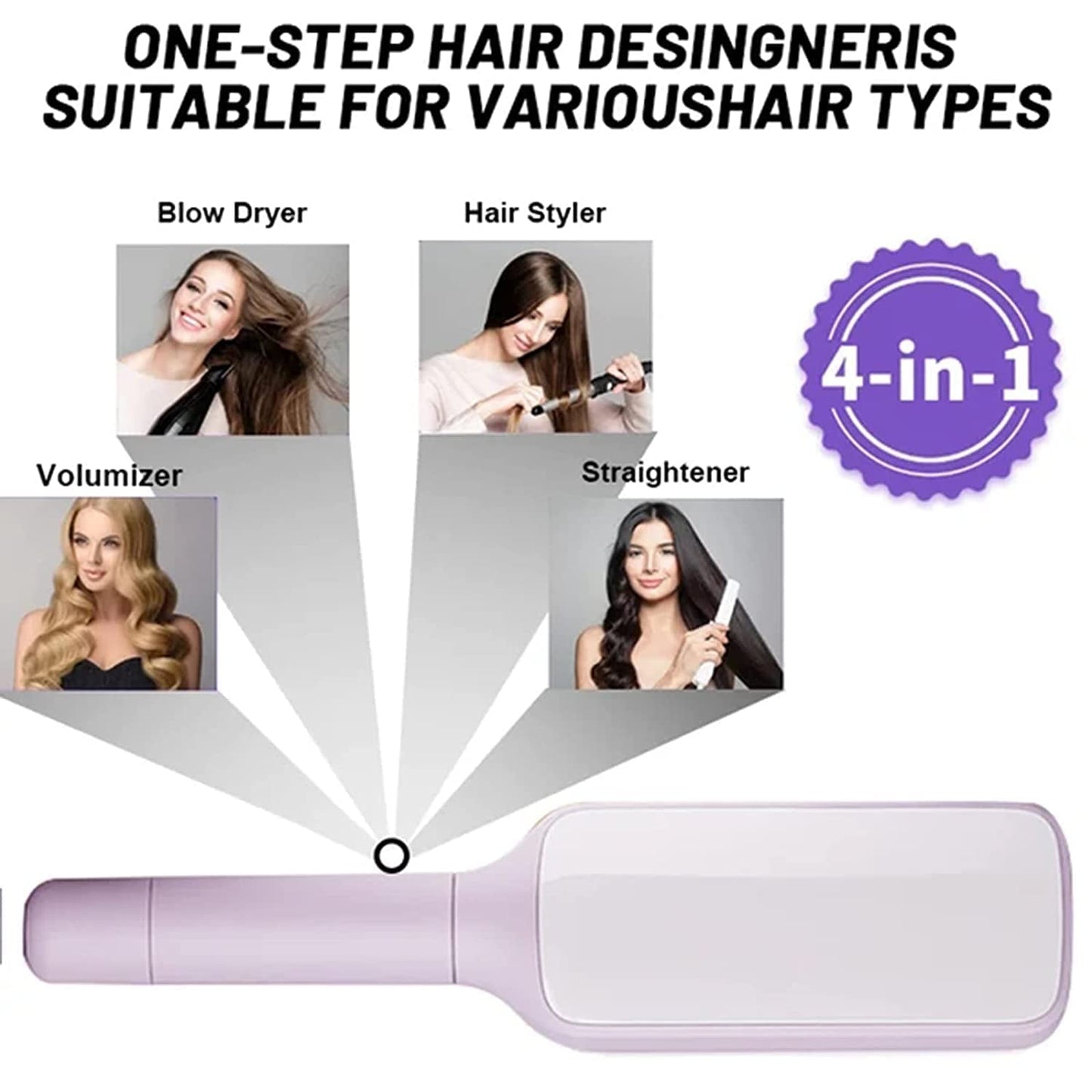 4-in-1 Self-Cleaning Hair Brush – One-Click Easy Hair Removal