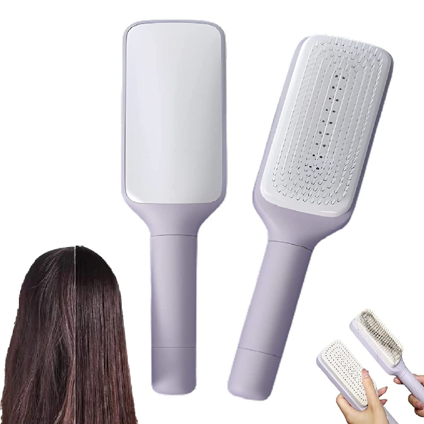 4-in-1 Self-Cleaning Hair Brush – One-Click Easy Hair Removal