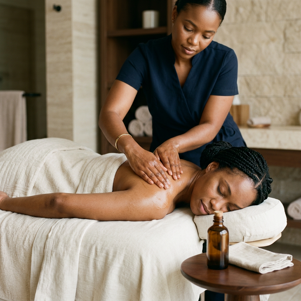 Luxury resort spa body-oil treatment