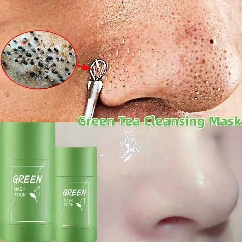 Cleansing Green Tea Mask Clay Stick Oil Control Anti-Acne Whitening Seaweed Mask Skin Care